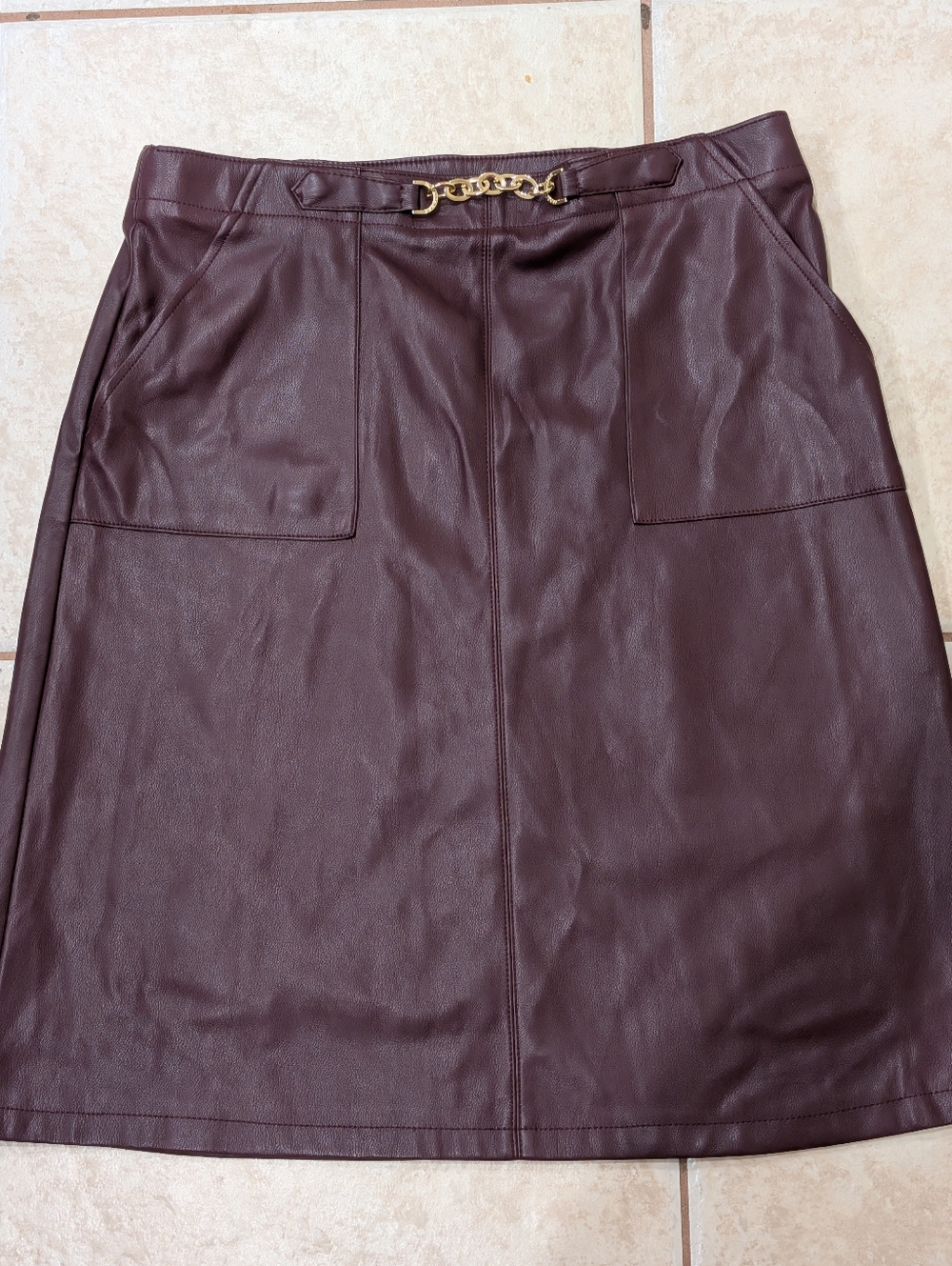 Marc New York Brown Faux Leather Skirt Size Medium